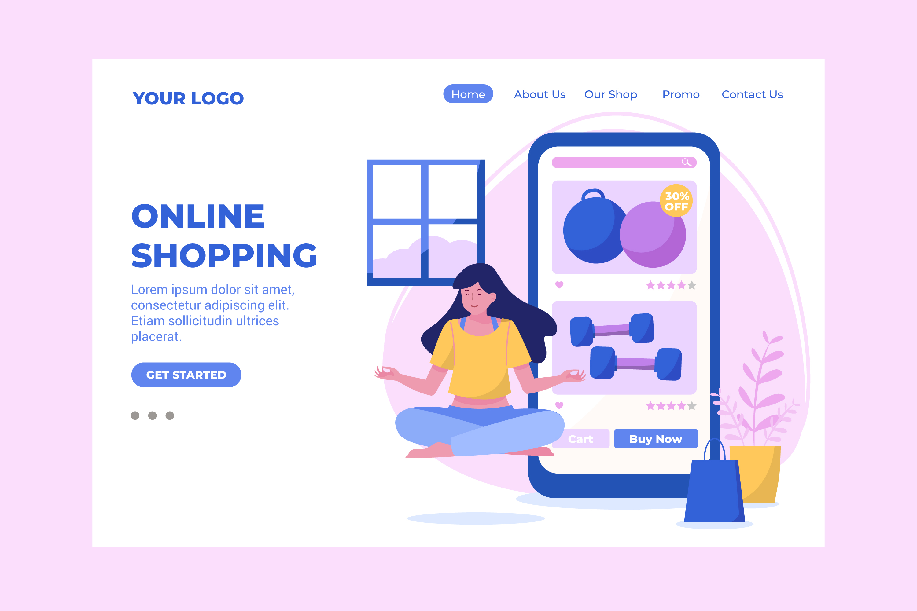 Mockup de ecommerce con experiencia mobile